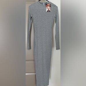 Naked Wardrobe Gray Long Sleeve Dress